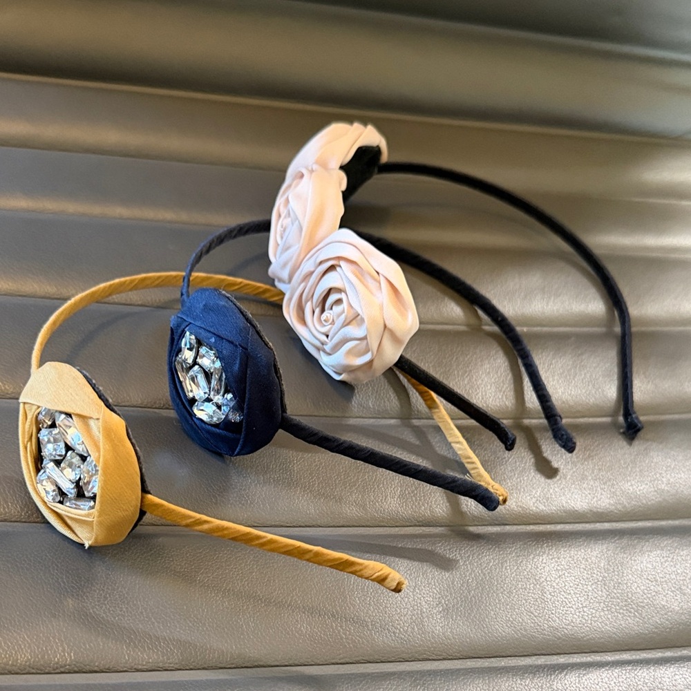 NEW Anthropologie Elegant Rosette Headband - Navy, Gold, Rose
